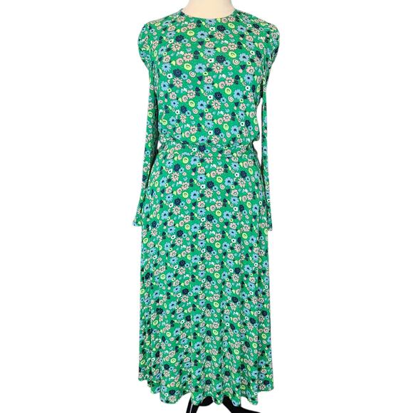 Dolan Floral Long Sleeve Maxi Dress Green Multi Flower Womens Plus Size 14